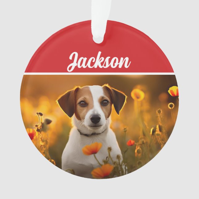 Adorno Navidades de vacaciones Cute Jack Russell Dog (Anverso)
