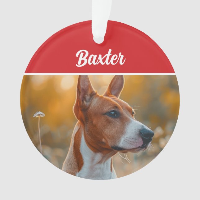 Adorno Navidades de vacaciones de perro de Basenji (Anverso)