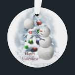 Adorno Navidades de voleibol Snowman<br><div class="desc">El muñeco de voleibol Snowman es demasiado lindo y será querido por todos los fanáticos del voleibol. personalizable completo para personalizar con tus fotos y texto si quieres.</div>