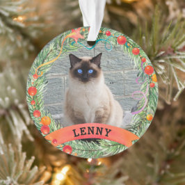 Adorno Navidades del gato Berry Wreath, Mascota lindo