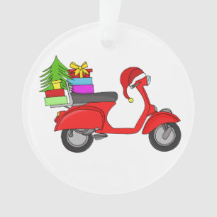 Adorno Navidades dibujados a mano scooter con regalos