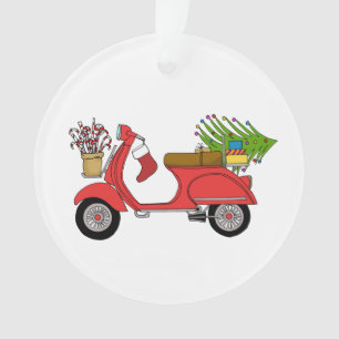 Adorno Navidades dibujados a mano scooter con regalos
