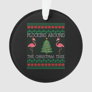 Adorno Navidades divertidos Flamingo Navidades feos suéte