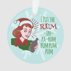 Adorno Navidades divertidos retro mujer bebe rum feriado