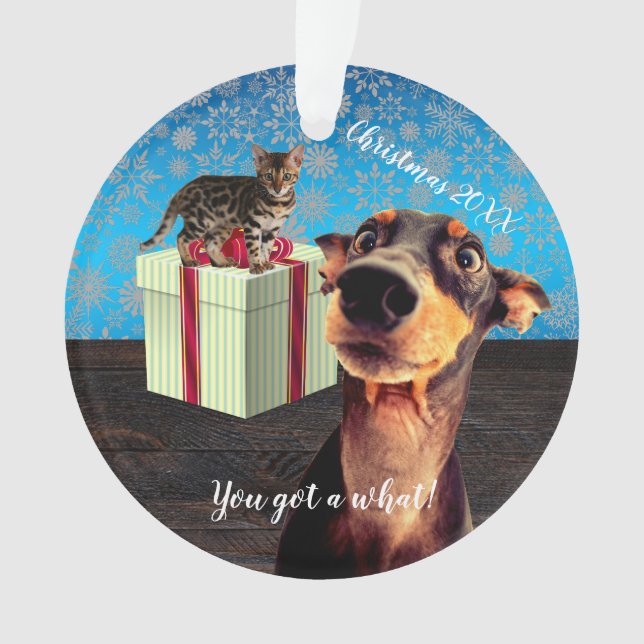 Adorno Navidades Doberman impactados (Anverso)