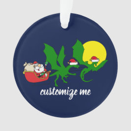 Adorno Navidades Dragon Reindeer Flying Santa Sleigh