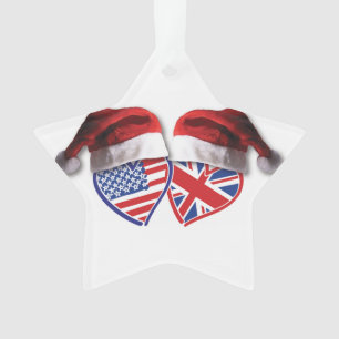 Adorno Navidades EE.UU. y Reino Unido bandera Hearts and