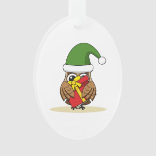 Adorno Navidades Elf Owl con presente