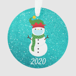 Adorno Navidades Enfrentan Máscara Snowman 2020 Cuarenten