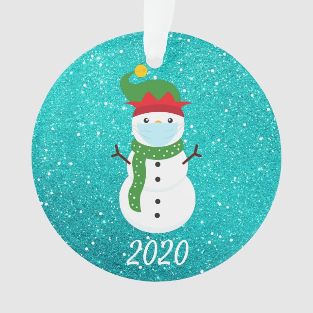 Adorno Navidades Enfrentan Máscara Snowman 2020 Cuarenten (Anverso)