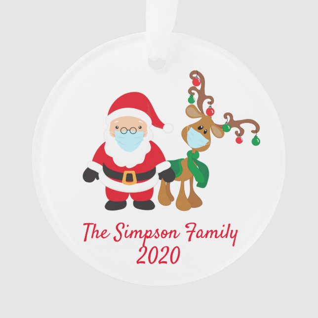 Adorno Navidades Face Mask Santa Reindeer 2020 Personaliz (Anverso)
