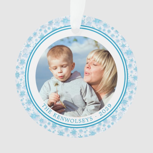 Adorno Navidades familiares de Icy Blue Snowflakes a dos  (Anverso)
