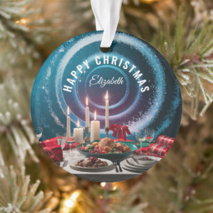 Adorno Navidades felices con velas personalizadas