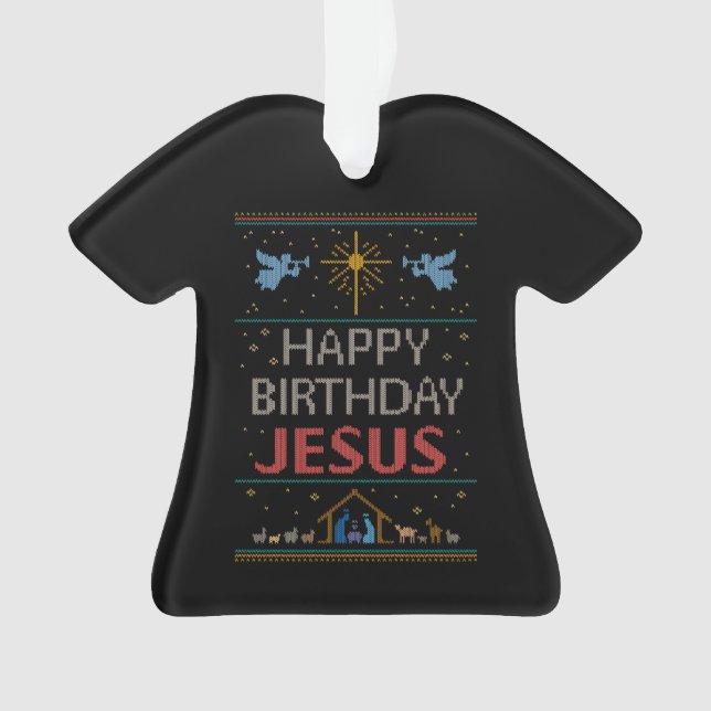 Adorno Navidades feos suéter feliz cumpleaños Jesús (Anverso)