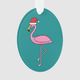 Adorno Navidades Flamingo con Santa Hat