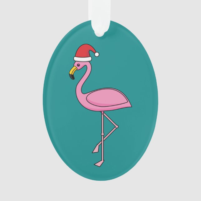 Adorno Navidades Flamingo con Santa Hat (Anverso)