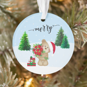 Adorno Navidades Flores de osito de peluche y regalos