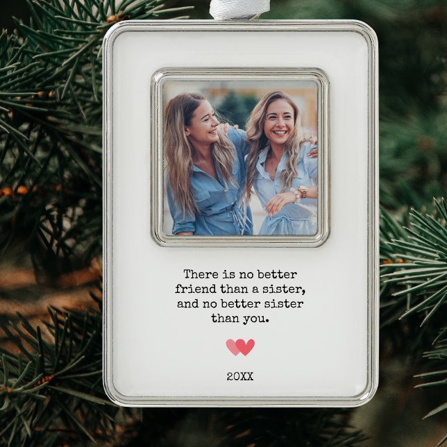 Adorno Navidades fotográficos de mejor hermana personaliz (Modern Personalized Sister Photo Christmas Christmas Ornament)