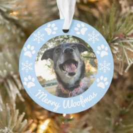Adorno Navidades fotográficos de perros y copos de nieve 