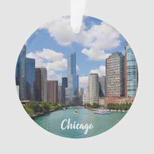 Adorno Navidades fotográficos del río Illinois de Chicago