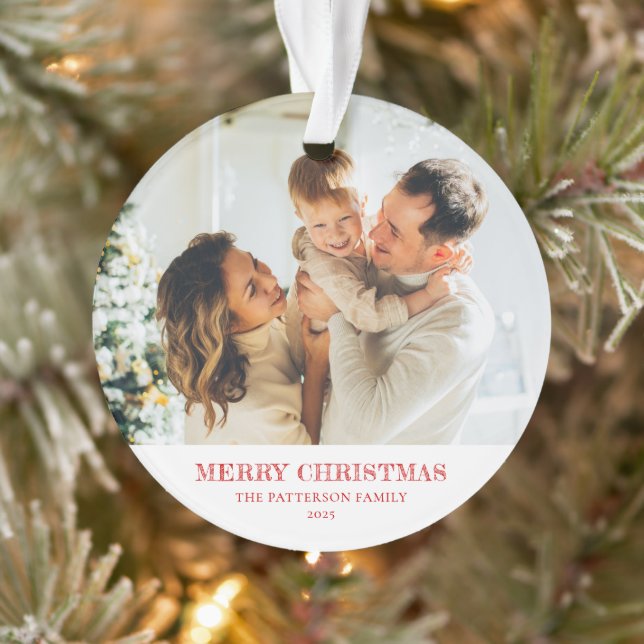 Adorno Navidades fotográficos familiares modernos rojos (Árbol)