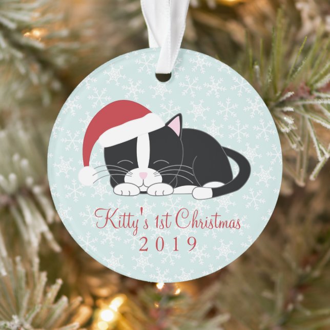 Adorno Navidades fotográficos personalizados de un gato d (Árbol)