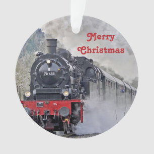Adorno Navidades fotográficos Vintage Train Steam Locomo
