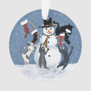 Adorno Navidades Gatos 2y muñeco de nieve de dos lados