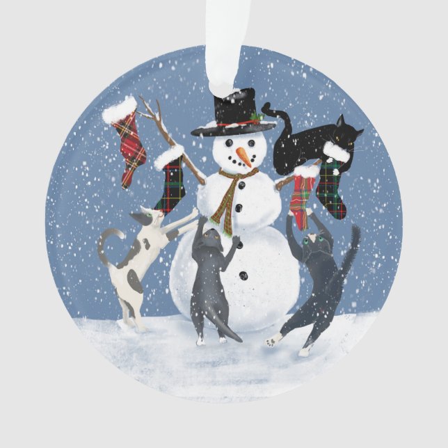 Adorno Navidades Gatos 2y muñeco de nieve de dos lados (Anverso)