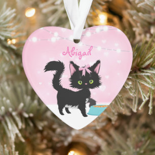 Adorno Navidades gatos rosados y negras blancas personali