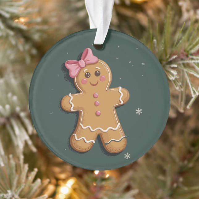Adorno Navidades Gingerbread Chica Pink Bow Coquette (Árbol)