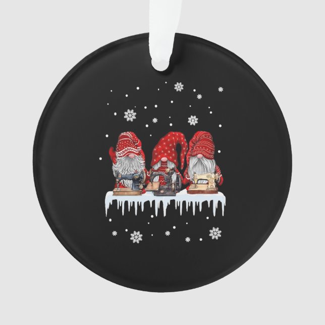 Adorno Navidades Gnome Camisas Rojas Gnomies Máquina de c (Anverso)