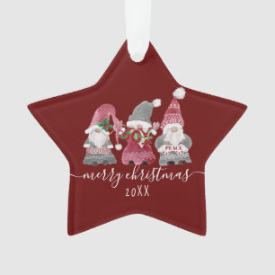 Adorno Navidades Gnome Love Joy Peace Script Foto familia