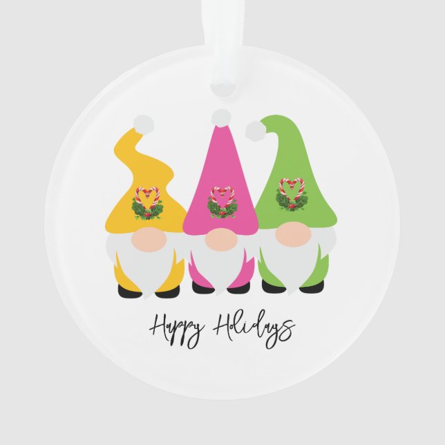 Adorno Navidades Gnomes Happy Holidays NAME Year Checker (Reverso)