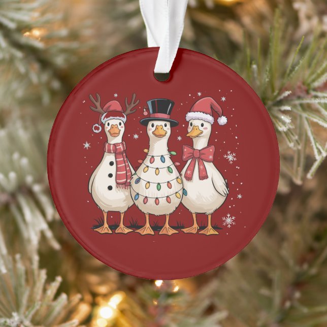 Adorno Navidades Goose Santa Silly Cute Snowman Xmas (Árbol)