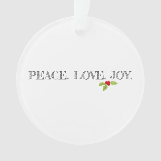 Adorno Navidades Holly de Holiday Peace Love Joy Mistleto (Anverso)
