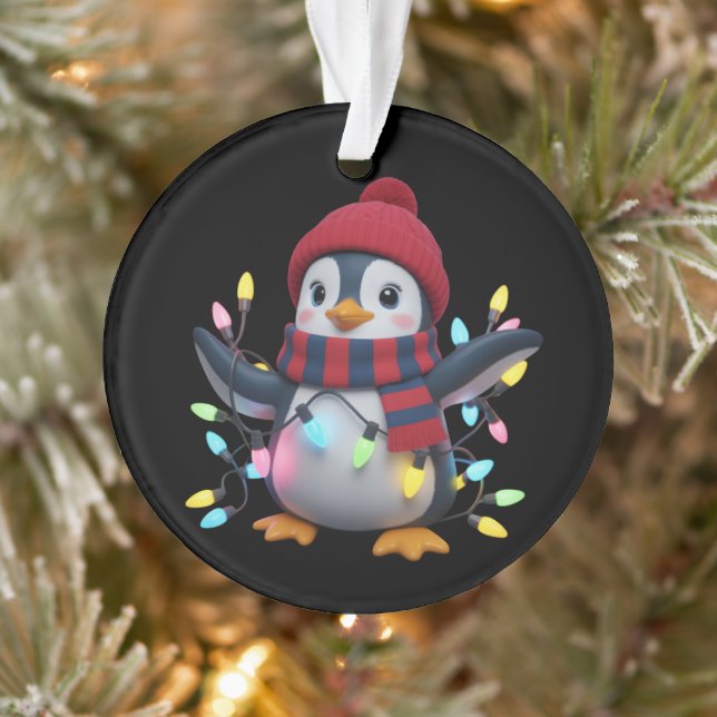 Adorno Navidades iluminan pingüino con pingüinos Gorras d (Árbol)