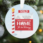 Adorno Navidades inmobiliarios vendidos Rótulo<br><div class="desc">Cartel de la venta El ornamento de Navidad inmobiliario es una forma divertida y festiva de enviar saludos de vacaciones a sus clientes. Están disponibles las tarjetas de Navidades coincidentes. Personalizar con su logotipo y nombres.</div>