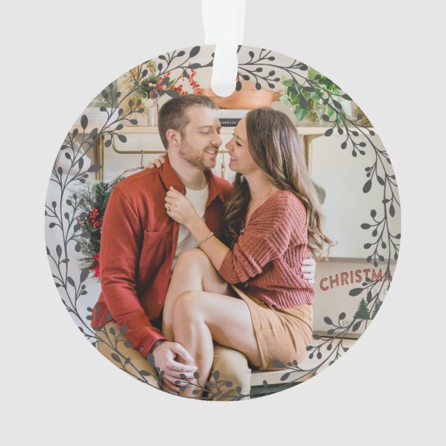 Adorno Navidades merry y brillantes Wreath Family Photo (Reverso)