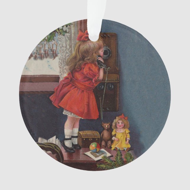 Adorno Navidades Niña Teléfono Antigüedad (Anverso)