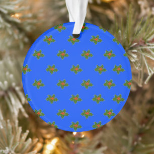 Adorno Navidades Patrón decorativo Holly en azul