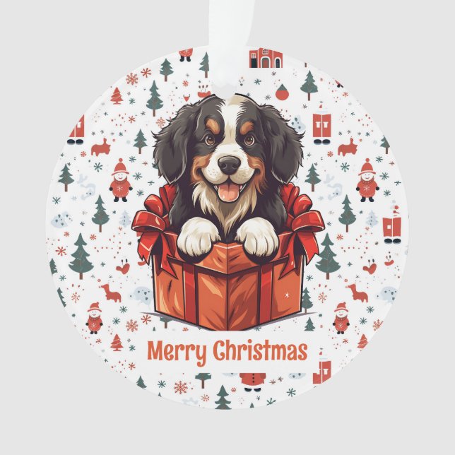 Adorno Navidades Perro de montaña Bernese Personalizado (Anverso)