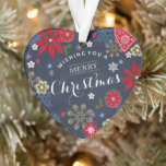 Adorno Navidades Personalizado Chalkboard Foto | Ornament<br><div class="desc">Diseño de cartita ©2015 Todos los derechos reservados ¡Siéntase libre de cambiar o agregar texto! ¡Espero que disfrutes de mis ilustraciones! ¡Busca también productos que coincidan en mi tienda!</div>