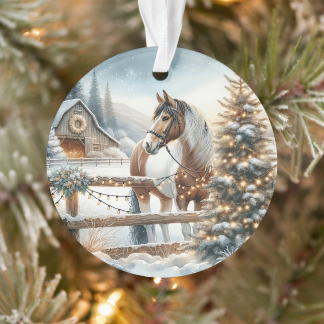 Adorno Navidades personalizados de caballos marrones y bl (Árbol)