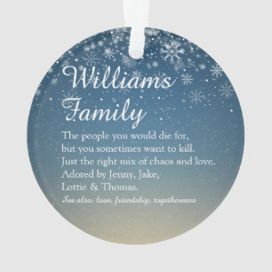 Adorno Navidades personalizados de definición de familia