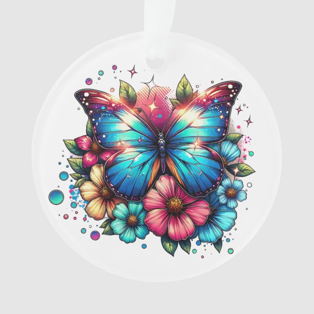 Adorno Navidades personalizados de mariposas y flores (Anverso)
