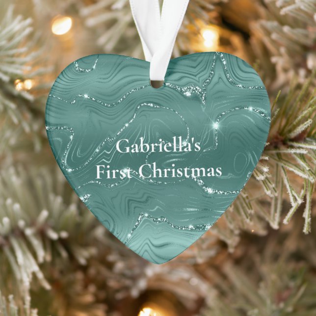 Adorno Navidades personalizados de mármol verde esmeralda (Árbol)