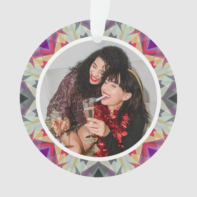 Adorno Navidades personalizados Star Fun Gray Purple Phot (Anverso)