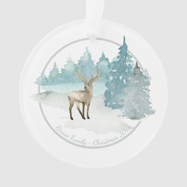 Adorno Navidades Personalizados Woodland Winter Deer (Anverso)