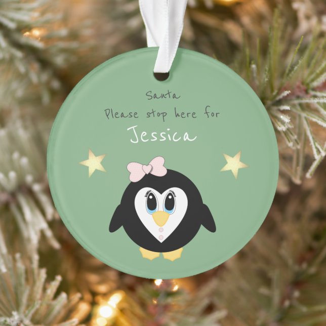 Adorno Navidades pingüino Santa paran aquí verde (Árbol)